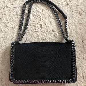 Zara Black Leather Chain Shoulder Bag